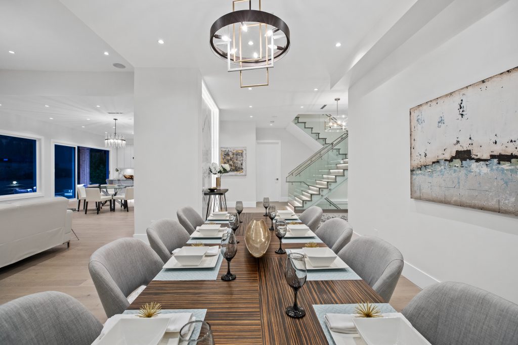 Modern dining room white and grey